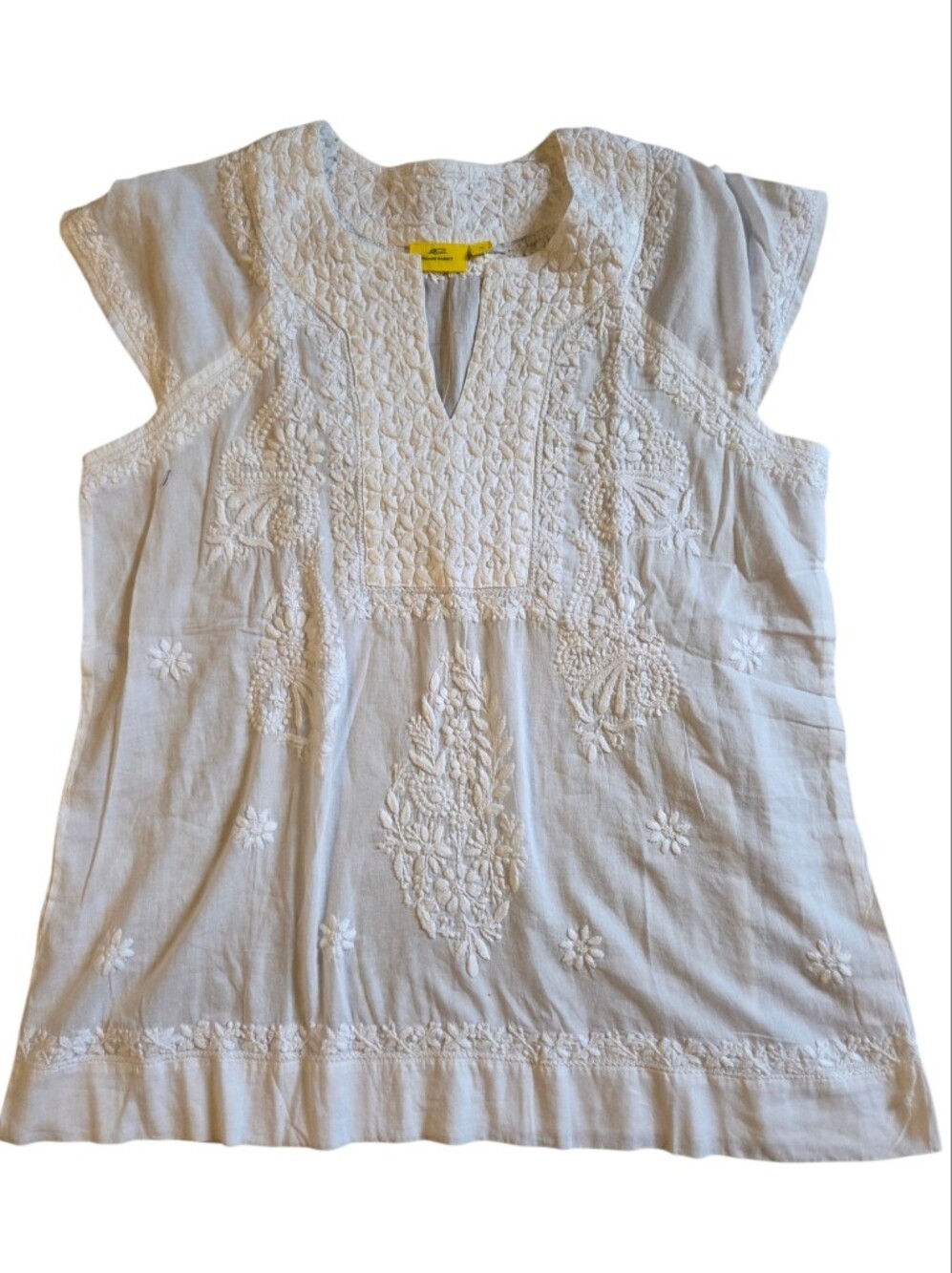 Roberta Roller Rabbit Sleeveless Top L White Embroidered Cottagecore‎ Elegant